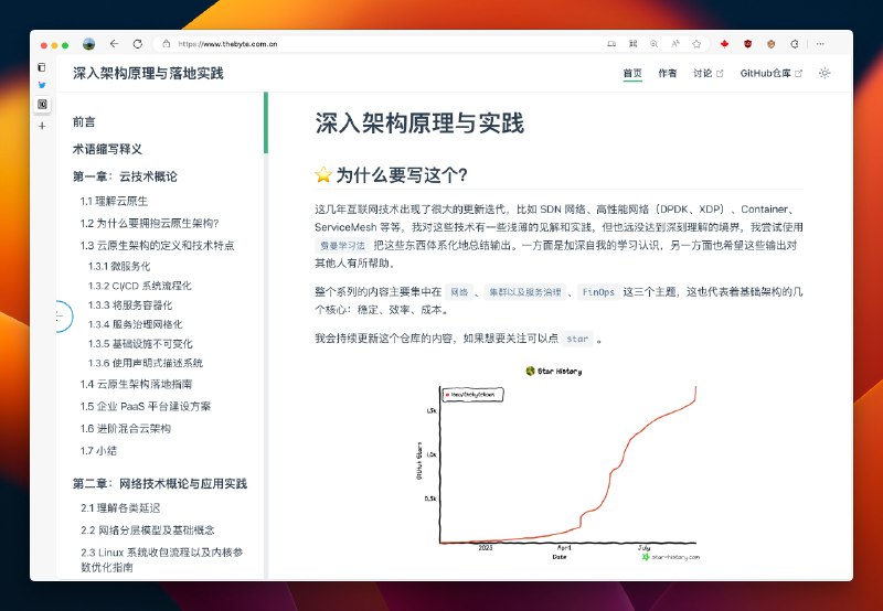 #程序员#资料分享看到一本不错的在线版本的书籍「深入架构原理与落地实践」，较完整地介绍了架构体系，贯穿 underlay网络、容器与云原生网络、网关实践、微服务与分布式、云原生、质量监测以及成本管理方面的主题，帮助工程师快速理解架构体系全貌，可以周末来看看