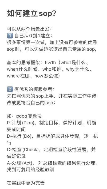 #产品知识库原来工作能力强的人都很会建sop！实习之后，经常会听到：“这个可以建立sop“ ”这个也可以建立sop“，查看相应文档时也经常会看到”XXX对外sop“ ”内部产品操作sop“等等