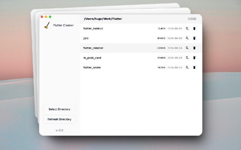 💌 Cleaner For Flutter 项目开源这是一款现代 MacOS 应用程序，用于高效管理和清理 Flutter 项目文件，为你的电脑节省空间！🔗：