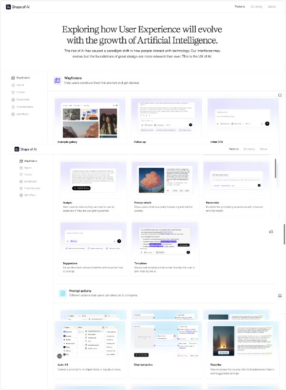 推荐一个AI网站：shapeof.ai一个 AI 产品交互组件 / 设计范式的集合库
