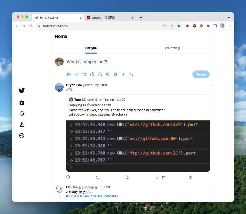 #工程师工具 我的 Twitter 小鸟回来了，那个黑 X 着实有些丑了，有想换回来的小伙伴可以试试这个油猴脚本，想折腾的可以通过 Minimal Twitter 和 uBlock Origin 浏览器扩展让 Twitter 变成我这种极简风格