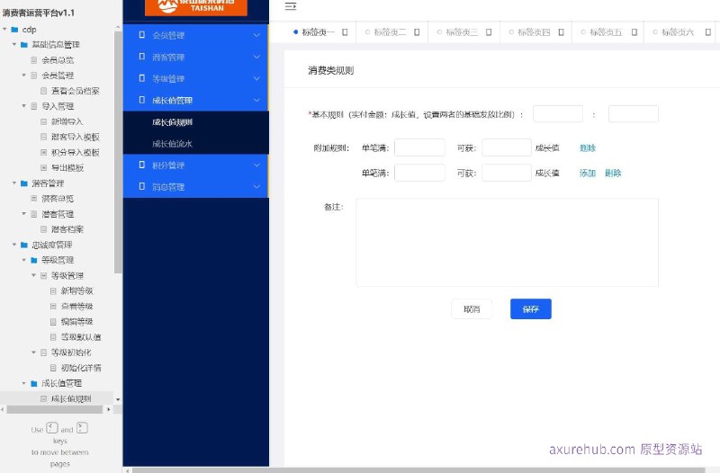 原型介绍：这个原型项目是一个消费者运营平台（CDP），版本号为v1.1