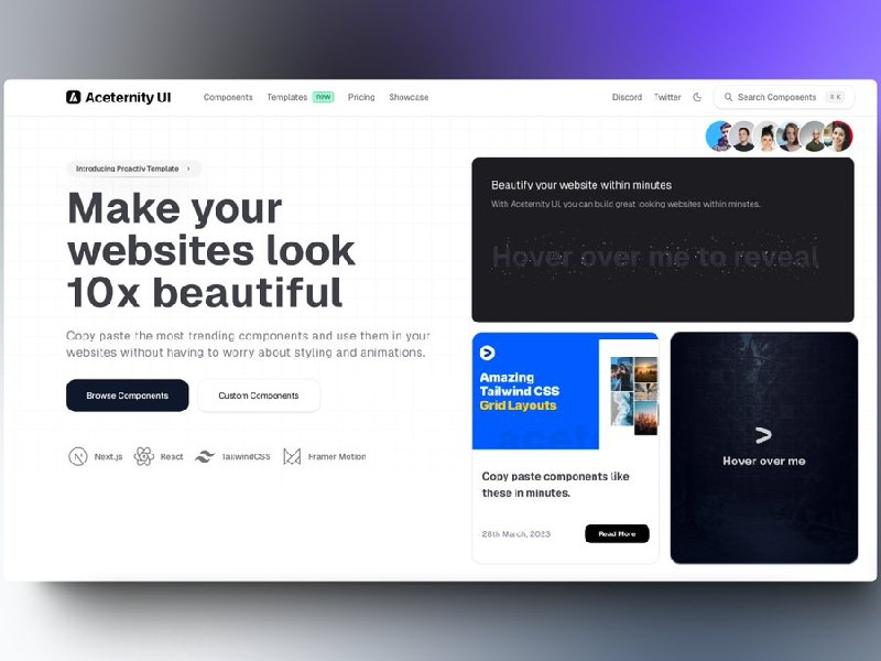 这是两个我做 Landing page 用得最多的组件库网站 🚀：1. Aceternity UI 👉 