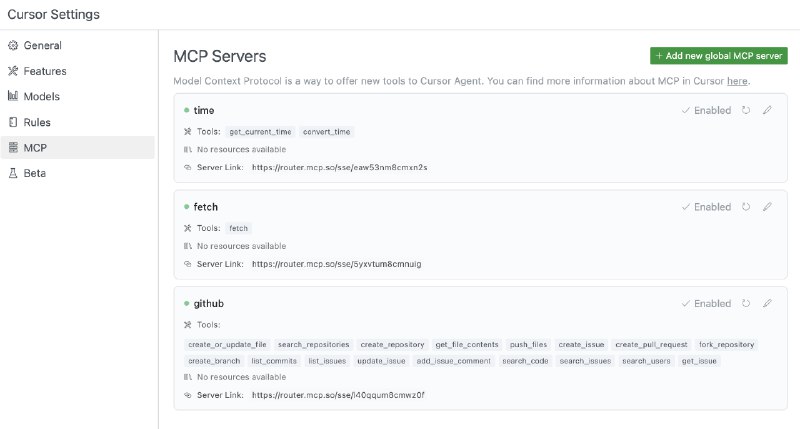 MCP 云端基建方案更新了，用 go 实现了一个 mcprouter 服务，代理了几个MCP Servers，可以在线调试，也能添加到其他 MCP 客户端使用