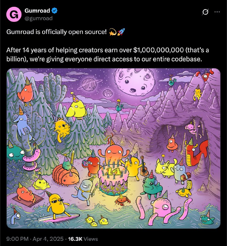 🔥 Gumroad 开源了历时14年，帮助创作者实现10亿美金收入