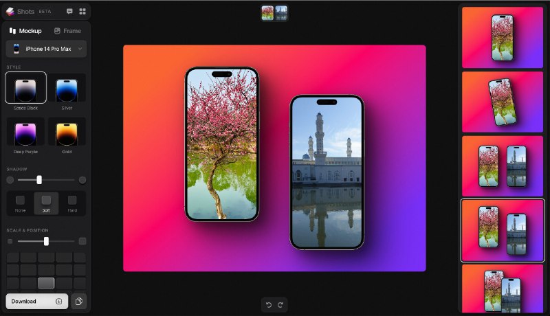 最近我的网页截图全部用的这个，还不错Tw93: #工程师工具 又一个很精致的 Create Amazing Mockups 工具「Shots」，居然是免费，可以做出很漂亮的图片效果，此外支持多类模型，如 iPhone、Mac、iPad、截图类等场景，产品做得很漂亮精致，很是喜欢