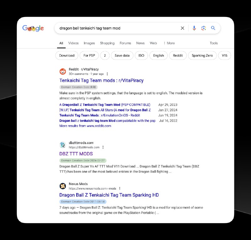 花了两个小时写了一个Chrome的插件，可以在Google搜索结果页面中，为每个搜索结果显示对应网站域名的注册时间，我把最近1年注册网站标记成了绿色，这个小工具就可以用来快速查看判断某些关键词有什么新的网站上线