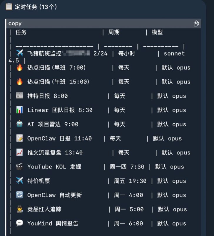 好奇大家龙虾 openclaw 跑了哪些定时任务，有没有实用、好玩的玩法 🤩 期待评论分享，我的都很 boring，抛砖引玉