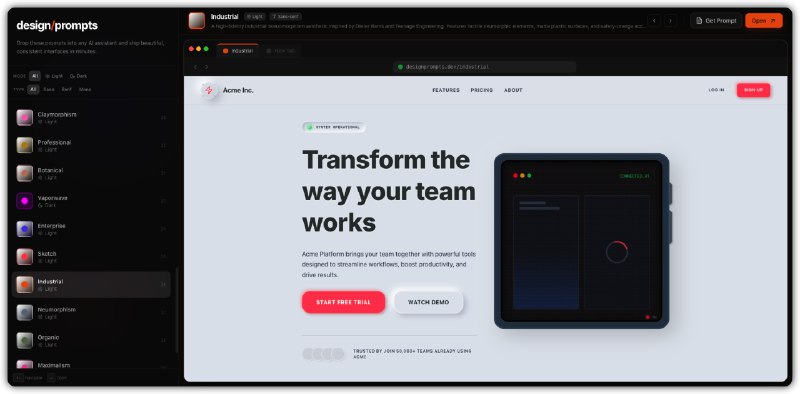 design/prompts 这个网站太良心了放了 30 个质量极高的网站设计提示词，复制、扔给 AI 编程工具就能 1:1 复制可以把提示词放在 CLAUDE.md 里作为主约束，Claude Code 会在写页面的时候直接参考自己改一下点：designprompts·devdesign/prompts 这个网站太良心了放了 30 个质量极高的网站设计提示词，复制、扔给 AI 编程工具就能 1:1 复制可以把提示词放在 CLAUDE.md 里作为主约束，Claude Code 会在写页面的时候直接参考自己改一下点：designprompts·dev