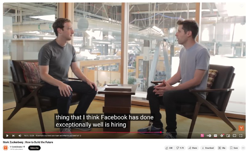 笑死😆8年前，Sam Altman还是YC的总裁，有次采访小扎商业互吹，然后盛赞Facebook的招人能力很强，有着天下英才聚于麾下的魄力⋯⋯这算回旋镖嘛？