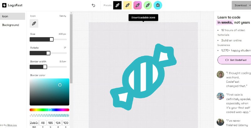 🚀推荐一个实用的logo设计工具💡LogoFast是一款免费logo制作工具，创作者是知名独立开发者Marc Lou