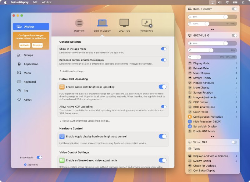 Mac 用外接显示器的必须要整一个这个软件：BetterDisplay