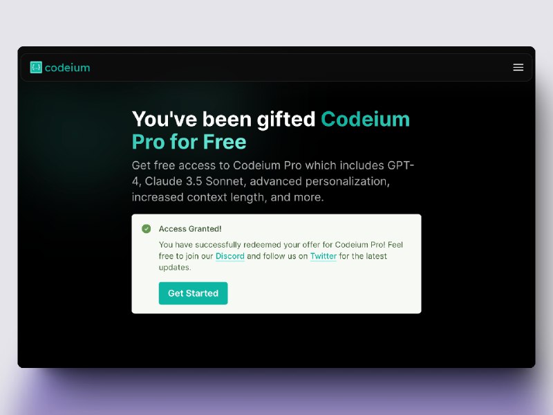看来 Codeium 也着急了!!!如果你在用 Codeium 新出的 Windsurf，可以试试下面这个优惠码 codeium-thanks-you，送 60 天 Pro 版 free trial