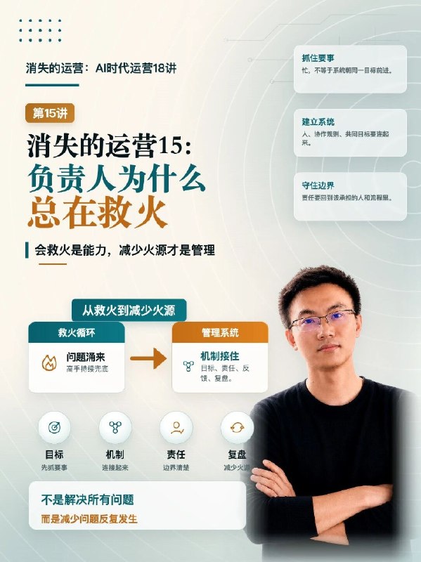 #出海运营秘籍👉@yunying23消失的运营15：负责人为什么总在救火？很多运营高手，都会天天救火