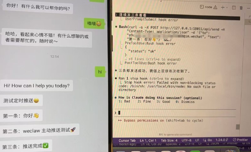 WeClaw 已支持主动给微信 ClawBot 推送消息，支持命令行和接口两种推送方式