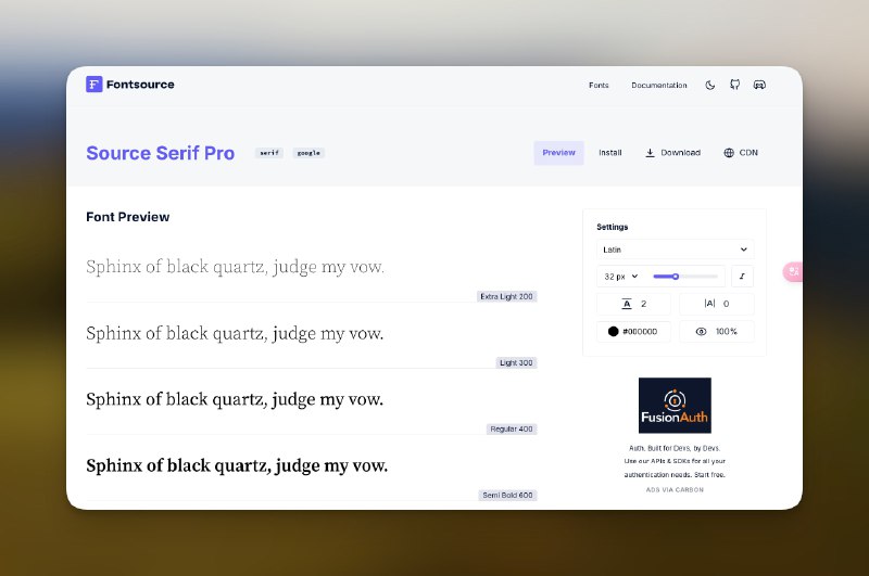 发现了一个超爽的字体网站 Fontsource高度简化了使用 Google Fonts 和其他开源字体的使用