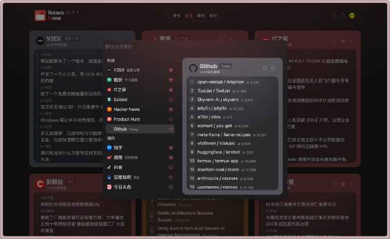 #NewsNow今晚上 star 看来有望超过 1k 了，今天不知道为什么涨的还挺多