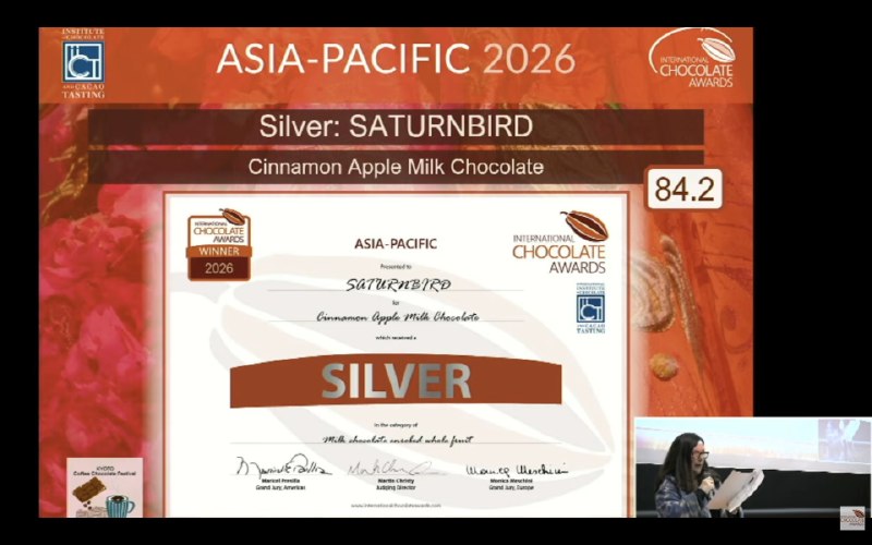 第一次参加CIA世界巧克力大赛，拿到亚太6个奖项，蛮开心的，特别是全部使用了我们自种植的西双版纳可可，应该是国产可可拿奖最多的一次，祝贺团队，加油冲一把世界金奖，👏第一次参加CIA世界巧克力大赛，拿到亚太6个奖项，蛮开心的，特别是全部使用了我们自种植的西双版纳可可，应该是国产可可拿奖最多的一次，祝贺团队，加油冲一把世界金奖，👏