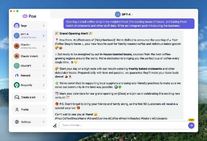 #工程师工具 搞了一个新活，将 Poe 网页版本用 #Pake 给打包成一个桌面端，将原有不那么好看的样式给优化了下，可以通过 Raycast / Thor 类工具快速唤起使用