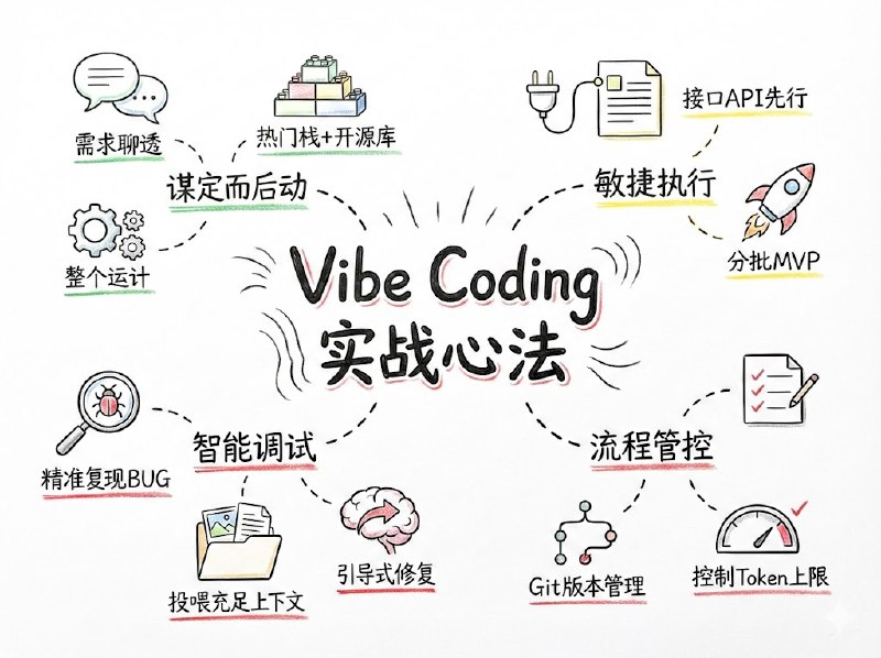 关于 Vibe Coding 的 10 条实战复盘总结一下这段时间在 Vibe Coding 上的实战经验，供大家参考：1. 需求聊透再动手： 避免返工