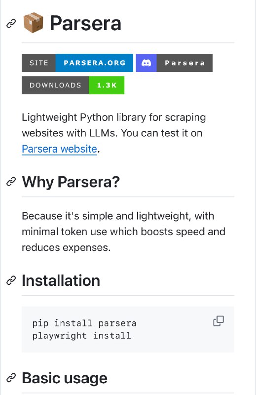 ⭕️ 轻量级LLM网页数据爬取分享一个最近在用的数据爬取工具，parsera，有点类似jina✅ 支持多种 LLM api，包括本地✅ 官方提供免费api✅ 支持提取多种类型的文本数据✅ 自动内容发现，多页面爬取🔗 