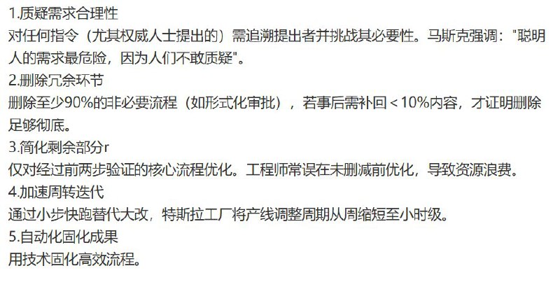 马斯克五步工作法:@