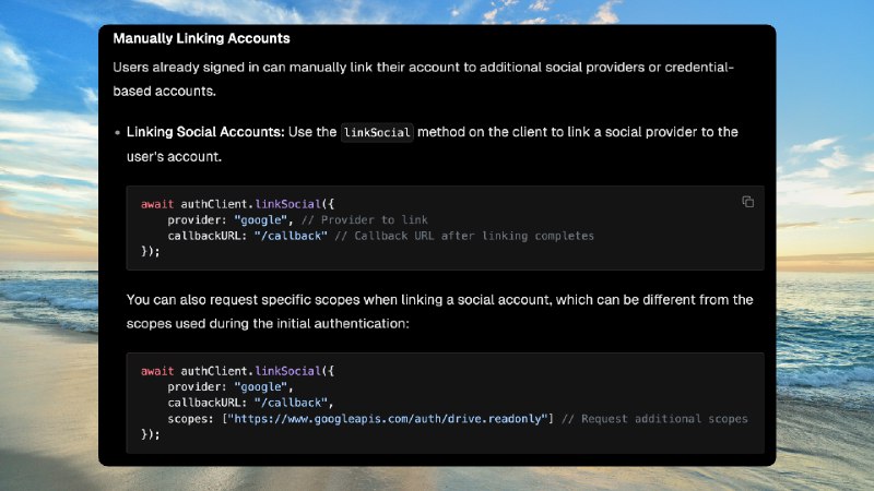 Better-Auth 真是浑身是宝，linkSocial 方法支持手动关联账号，而且可以设置允许不同邮箱的账号关联