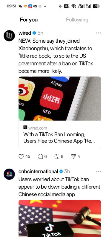 刚刷到新闻说美国tiktok用户开始大规模涌入小红书，打开我的小红书就直接被推送了