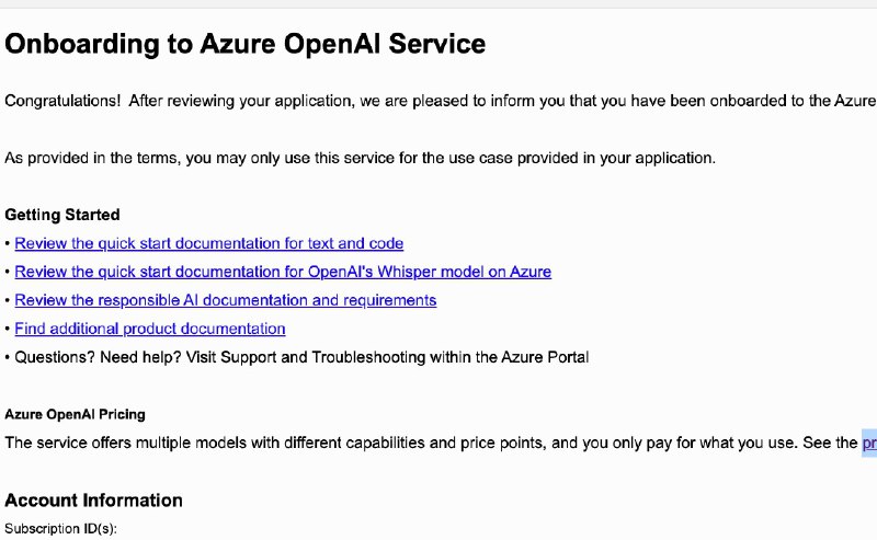 昨天申请 Azure OpenAI 的服务成功，应该是最方便的使用 OpenAI API 的方式了吧，不需要翻墙，一天就能开通
