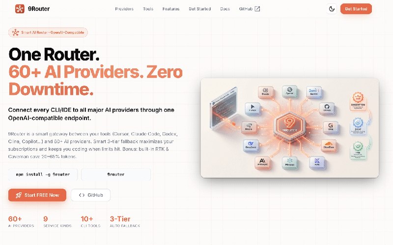 Github趋势榜单看到的一个开源项目：9Router核心功能就是代理，将你的订阅或者coding plan或者其他免费模型服务接入到编程工具或者龙虾中支持 codex / cc 等订阅、minimax / glm 等 plan、还有 opencode / openrouter 上的免费模型感觉最大的好处就是统一管理+简化配置吧，转需