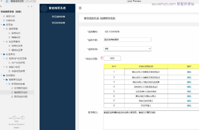 原型介绍：这是一个智能推荐系统的原型项目，旨在通过标签化管理和规则配置来优化用户体验和提升推荐准确性