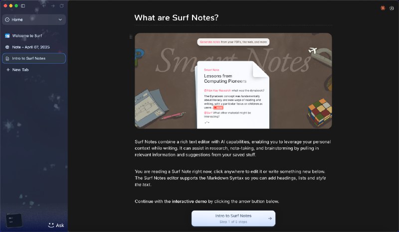 今天同时体验了 Dia 和 Surf 浏览器，Surf 让我感觉像是 Arc 和 Dia 的增强版，非常惊喜