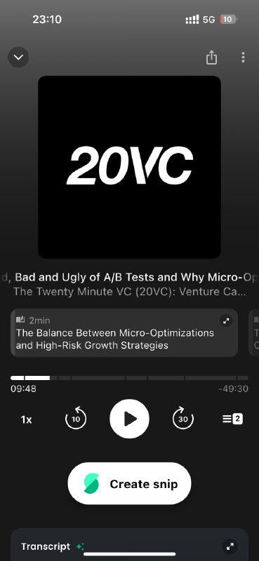 PPLX growth head上podcast了，有些有意思的takeaway：* 没有直觉预期的AB test不值得做，AB test是用来验证判断的* 他还吐槽了AB test还有个ugly job to show 你做了什么贡献for your manager* Good PM no need AB test* 微操作很值得做，Big swing 一个季度来一次，做好成功率只有25%的准备还没完全听完，记到这里