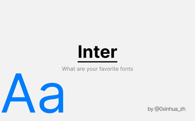 最近在开发落地页，这四个是我常用的免费字体：- Inter (简约，用于文本块文案 ✏️)- Poppins (用于大标题或 Hero 中心部分 🌟)- Geist (等宽可读性强，为开发和设计师设计 💻)- Fira Code (符号优化用于编码终端，便于理解代码 ⌨️ )Google Fonts 中都能找到，并且免费使用