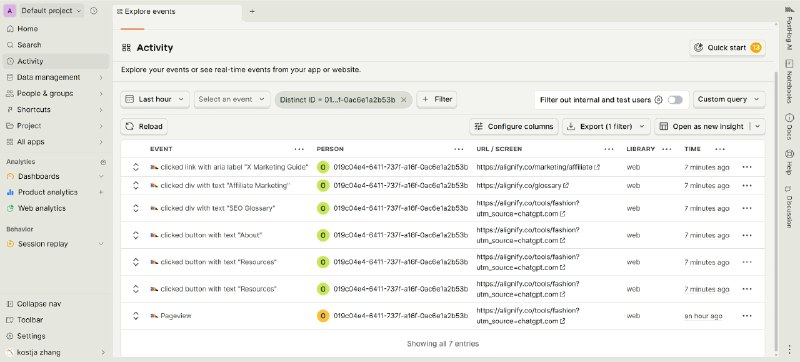 #出海运营秘籍👉@yunying23你别说你还真别说，Mixpanel，PostHog，Amplitude都还挺准的，数据真能对上；不是我写的不好吗，这个ChatGPT跳转过来的法国人看两下就跳到其他页面去了🤨#出海运营秘籍👉@yunying23你别说你还真别说，Mixpanel，PostHog，Amplitude都还挺准的，数据真能对上；不是我写的不好吗，这个ChatGPT跳转过来的法国人看两下就跳到其他页面去了🤨