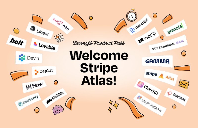 太香了！ Lenny 大礼包新加入了 Stripe Atlas！Atlas 是 Stripe 官方推出的注册美国公司，公司银行账户，获取 EIN，税务处理，开通企业 stripe 等的服务，可以说是出海开发者的刚需了👍