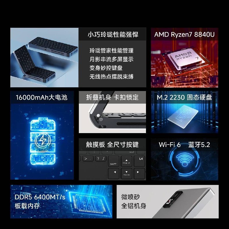 有点好奇，小米有品上线了口袋玲珑（全尺寸键盘折叠主机），这玩意的理想运行环境，是连上AR眼镜、车载中控屏、电视