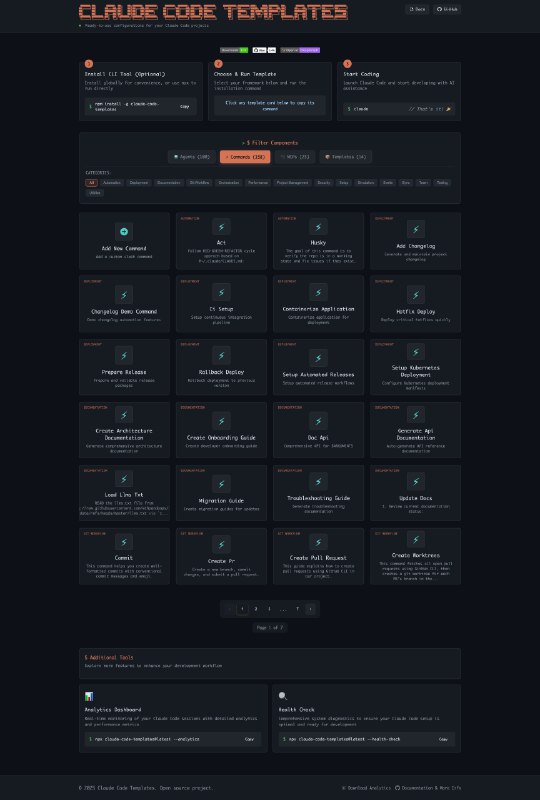 发现了一个超好用的搭配Claude Code使用的命令行工具——Claude Code Templates！作为一款命令行工具，它可以一键搭建、配置和监控Claude Code项目，支持React、Vue、Python等主流框架，还能自动生成专属配置文件、实时下载最新组件