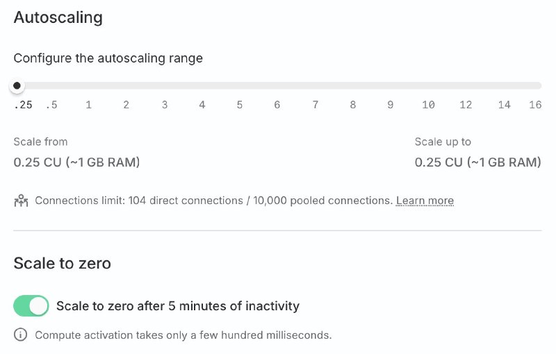 【Neon成本优化方法】Neon有个过于离谱的细节，每个新项目的默认CU都被设置为 1-8 CU，而计费公式是：账单 = CU * 时间