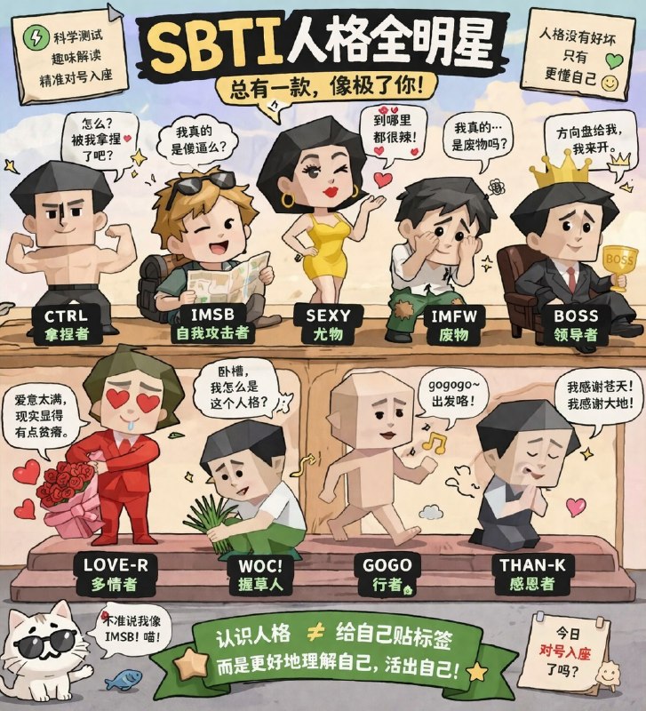 SBTI现象级刷屏，大概是因为定义了很多有趣的人格～～SBTI现象级刷屏，大概是因为定义了很多有趣的人格～～