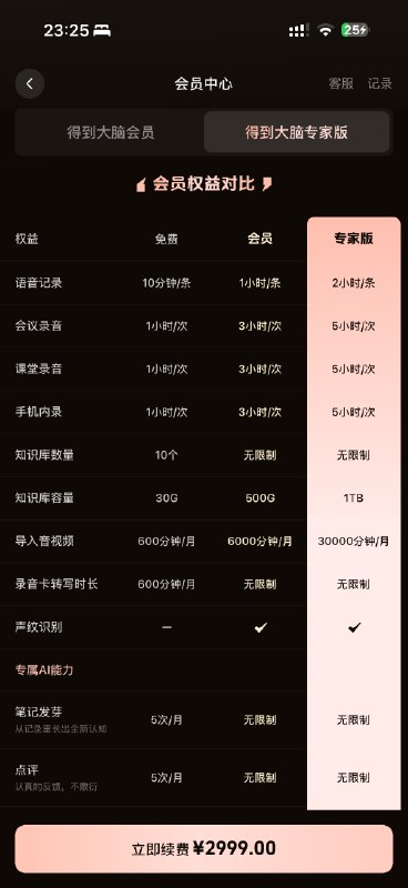 1999 一年的 get 笔记会员（现在叫得到大脑了），一场直播卖了 5000 个，加起来一千万