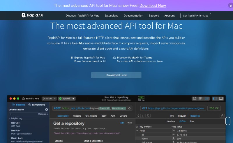 #程序员刚知道 ...mac上嘎好用的API测试工具，比PostMan好用很多的Paw，被RapidAPI收购了全免费了 ...资本家做慈善了吗 ...之前要50多刀