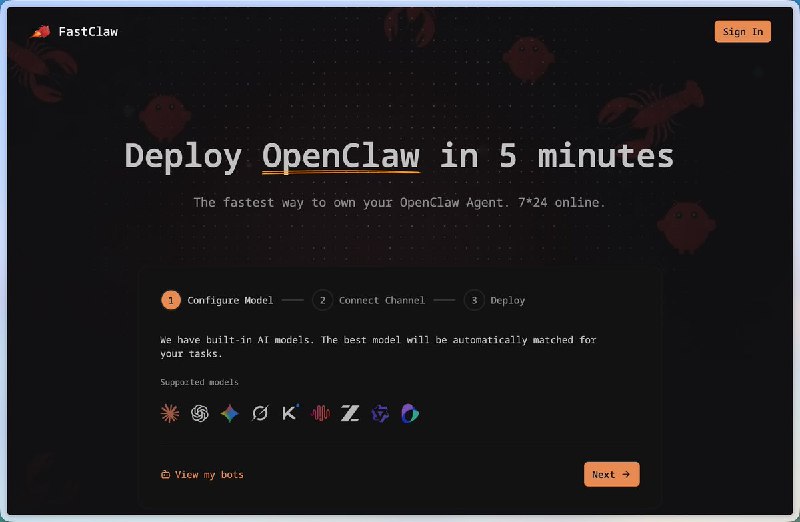 开源 WorkAny Bot 背后的 OpenClaw 托管服务：FastClaw