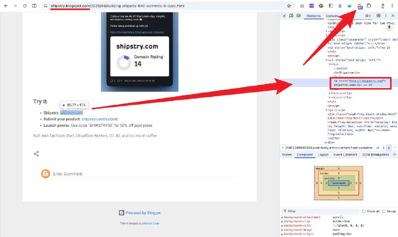 免费外链技巧，真实有效 👇在 blogger (dot) com 创建博客 → 写一篇文章 → 把你的链接放在文章内容里你就白嫖了一个 DR 95 域名的 dofollow 外链