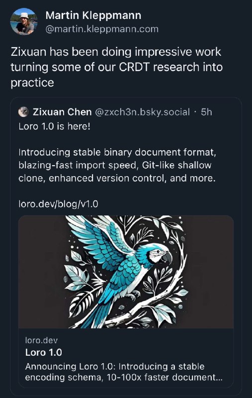 Loro 1.0 版本发布了！你可以用它实现实时协作、版本管理以及创造本地优先应用