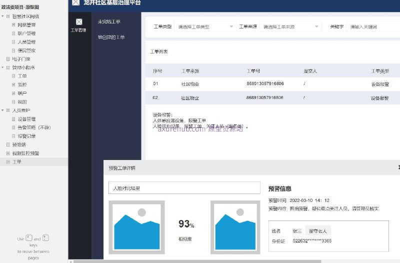 这个原型项目是一个名为“政法委项目”的智慧社区网格管理系统，旨在提升社区管理的智能化和效率