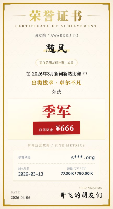 朋友们，假期最后一晚，我们来给大家颁奖了