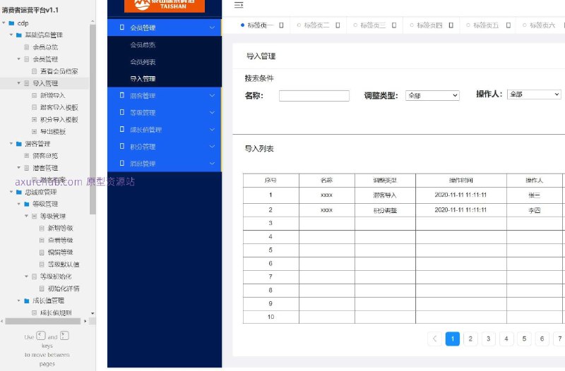 原型介绍：这个原型项目是一个消费者运营平台（CDP），版本号为v1.1