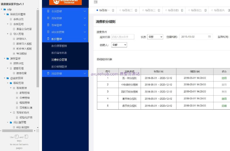 原型介绍：这个原型项目是一个消费者运营平台（CDP），版本号为v1.1