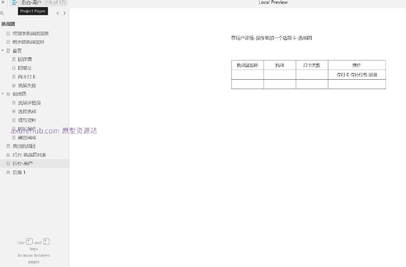 原型项目介绍：这个原型项目是一个关于“常规类挑战团”的应用程序，旨在通过组织和激励用户参与挑战活动来增强团队合作和个人健康